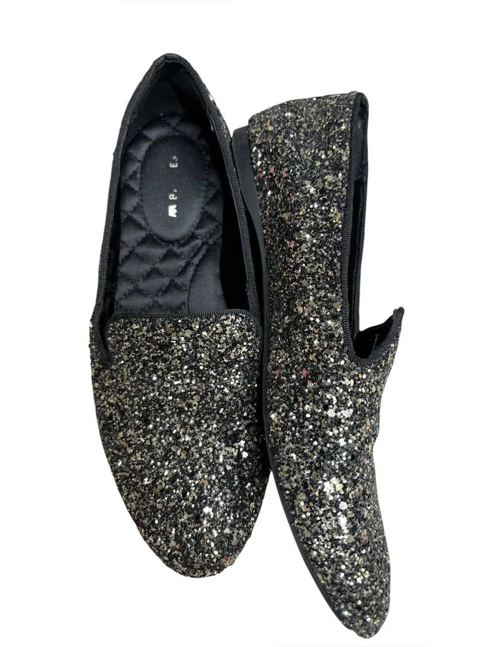 Birdies Starling flat loafers Starlight black gunmetal glitter size 6.5 shoes